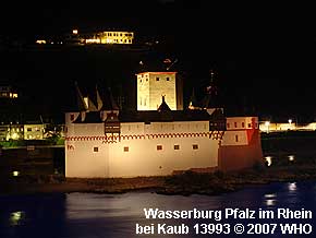 Wasserburg Pfalzgrafenstein auf einer Rheininsel. Pfalz im Rhein bei Kaub. 13993  2007 WHO